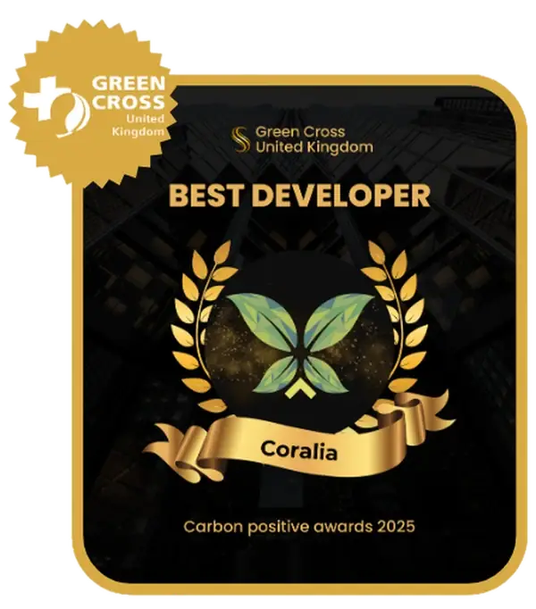Sello Best Developer de Green Cross United Kingdom, Carbon Positive Awards 2025